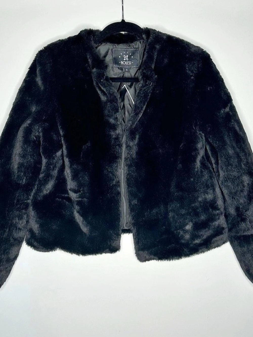 R E F L E C T I O N NOLESS Black Faux Fur Jacket Size Small NWT